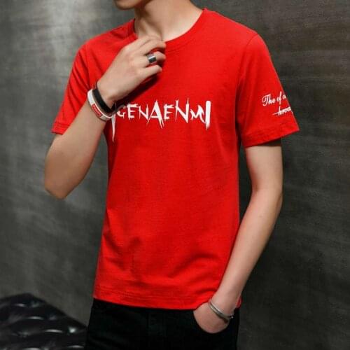 Fashion Summer T-shirt Mens Short Cool Party Boy Black New Sleeve Round Neck Cotton T-shirt Wild Trend Cool Clothes Best Seller