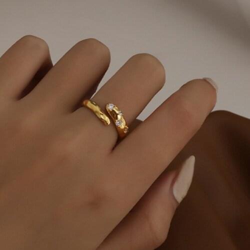 Fashion Womens Ring Snake-Shaped Open Ring Womens Diamond Set Adjustable Ring