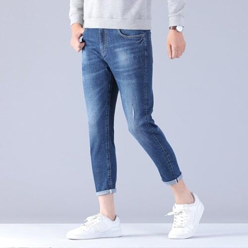 2019 New Fashion Men Jeans Business Casual Light Blue Elastic Force Fashion Denim Jeans Trousers Male Brand Pants