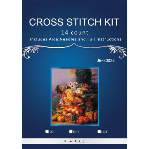 45-55-Needlework Crafts Embroidery Counted Cross Stitch Kit Set Oil Painting Still Life of Flowers and Fruits