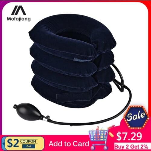 3/4 Layer Inflatable Air Cervical Neck Traction Device Soft Neck Collar Pillow Pain Stress Relief Neck Posture Stretching Brace
