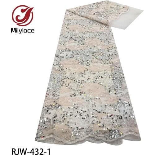 Latest African Lace 2020 High Quality Sequins Embroidery Lace Trim African French Mesh Tulle Lace for Dress RJW-432