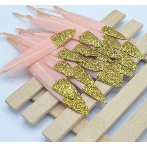 New! 20 pcs / A lot of beautiful duck feathers 10-15 cm / 4-6 inch DIY accessories decorative parts dyeing and spray gold