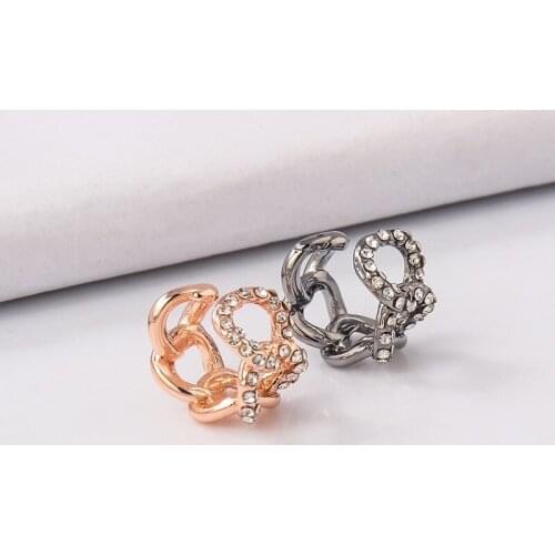 2021 New Earrings Personality Punk Exaggerated Ear Bone Clip Earrings Small Fresh Diamond-studded Chain Chain Ear Clip Female