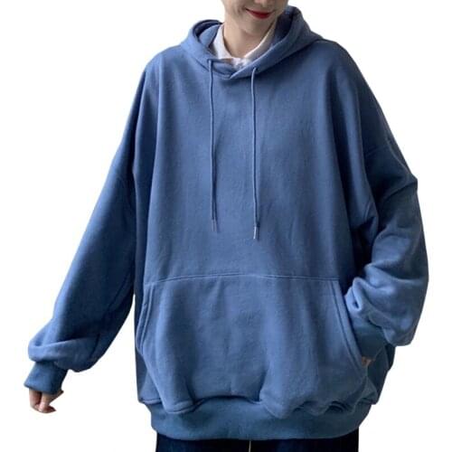 New Arrivals Winter Eur Us Lady Sweatshirt Plus Velvet Solid Harajuku Kangaroo Pocket Women Hoodie Long Sleeve Pullover Female