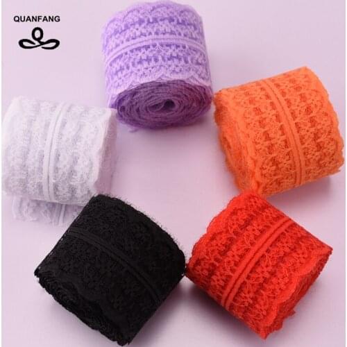 QUANFANG Solid Color Lace Ribbon,DIY Handmade,Wedding Party,Craft Gift Packing Child Dress Decoration 5Yard/Piece or 1lot=5yard