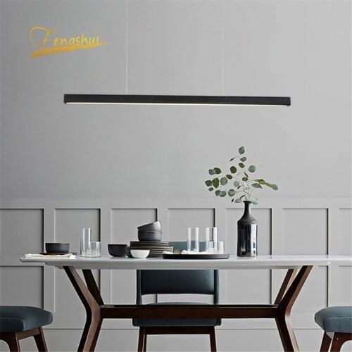 Nordic Creative Design Long Strip Wood LED Pendant Iights Modern Minimalist Hanging Lamps Over Dining Table Kitchen Pendant Lamp