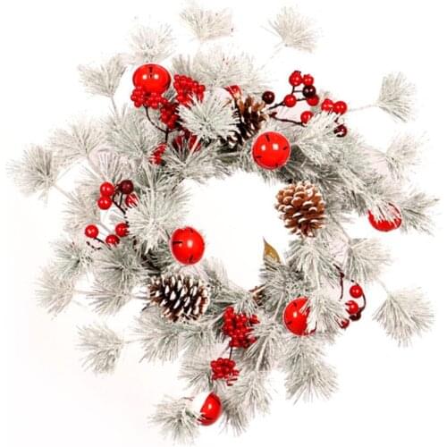 Realistic Xmas Pinecones Wreath Holiday Props Garland Hanging Pendant Party Festival Decor Fall Wreath