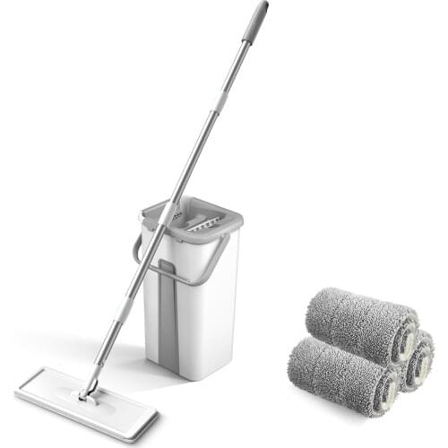 Mop with Bucket Floor Mop Washable Pads Reusable Dust Mops with Soft Refill Pads Hardwood Wood Floor Cleaner Dry Wet Mop