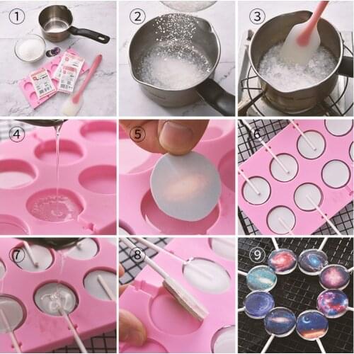 Silicone Round Lollipop Bakeware Cake Molds Cake Chocolate Soap Pudding Jelly Candy Mould Pan Random color
