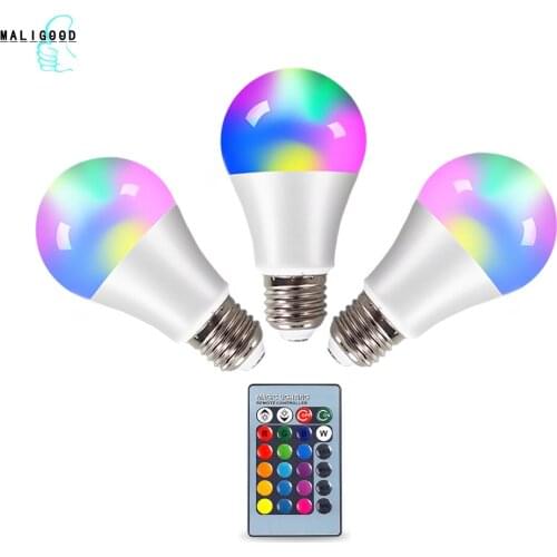 220V E27 RGB LED Bulb Lights 4W 10W 15W Light 110V LED Lampada Changeable Colorful RGBW Party LED Lamp With IR Remote Control