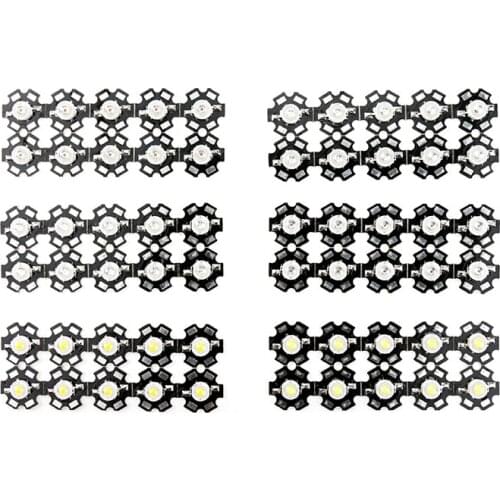 10pcs a lot 1W 3W White/Warm White High Power LED Lamp Bead For Flashlight Lights Bulb Chip+20MM Radiator Aluminum Base For DIY