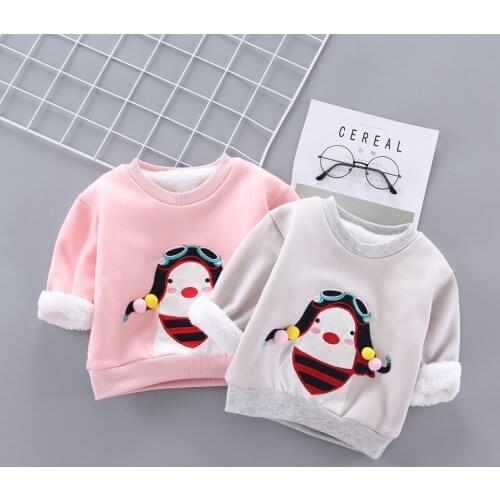 IENENS Baby Girl Hoodie Clothes Winter Warm Pullovers Clothing Toddler Infant Boy Sweatshirts Hoodied Cartoon Velvet T Shirt
