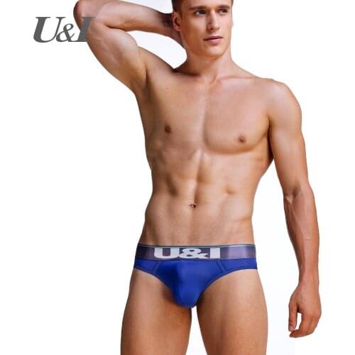 U&I Mens Triangle Panties One Piece Breathable U Convex Comfort Bags Mens Thin Nylon Elastic Underwear Briefs
