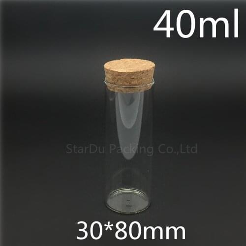 High-quality 30*80mm 40ml Wishing Glass Bottle with Cork ,40cc Glass Vials Display Bottles Wholesale cork bottle 500pcs