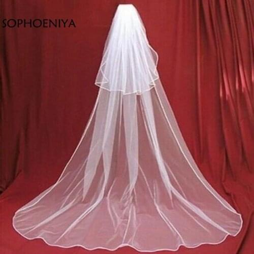 New Arrival White Ivory Two layer Bridal veil long 2021 Velo de novia wedding veil Wedding accessories velo de novia