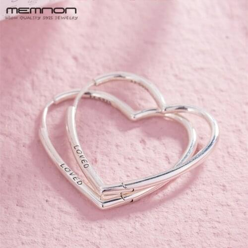 2019 Valentines Day New Asymmetric Hearts of Love Hoop Womens Earrings for women 925 Sterling Silver earring fine jewelry