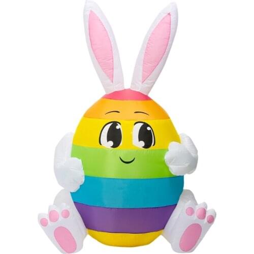 1.5m Inflatable Easter Bunny Eggs Doll LED Night Light Figure Yard Outdoor Garden Toys Party Ornament Decorations