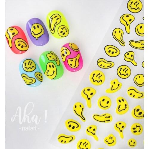 1Sheet Kawaii 3D Nail Stickers Cartoon Rabbit Bear Flower Smile Face Peach Nail Designs Nails Art Decal DIY Manicure Accessories