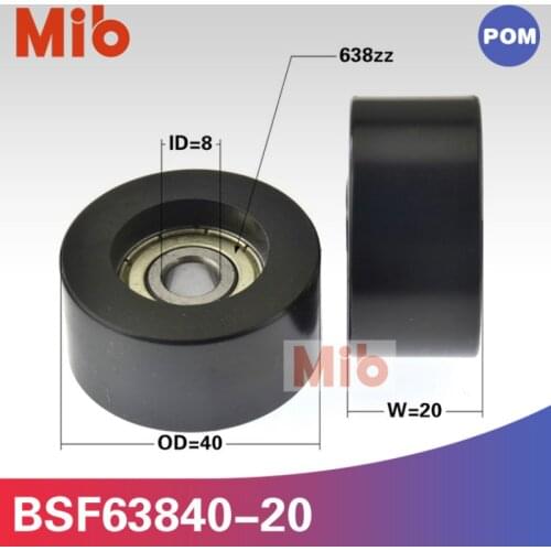 1PCS/lot Flat type ball bearing POM Plastic inner 8mm sliding door window pulley roller 8*40*20mm BSF63840-20