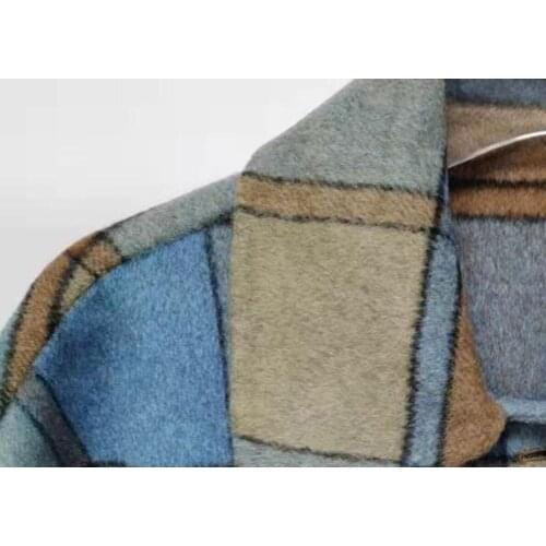 2020 Autumn and Winter Contrasting Plaid Lace Double-sided Woolen Woolen Coat Jacket