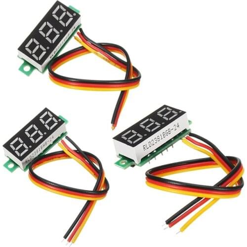 0.28 Inch Mini Digital Voltage Indicator DC 0-100V 3 Cables with Protection Black/Green/Red Battery Tester for RC Models Drone