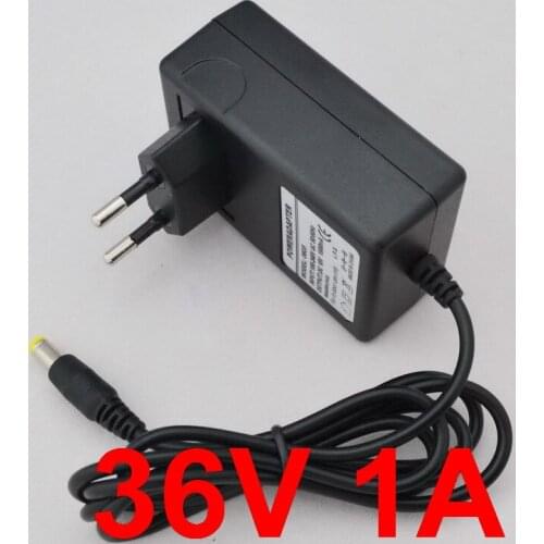 50pcs 36V 1A AC 100V-240V Converter Adapter DC 36V 1A 1000mA Power Supply EU Plug 5.5mm x 2.1mm-2.5mm