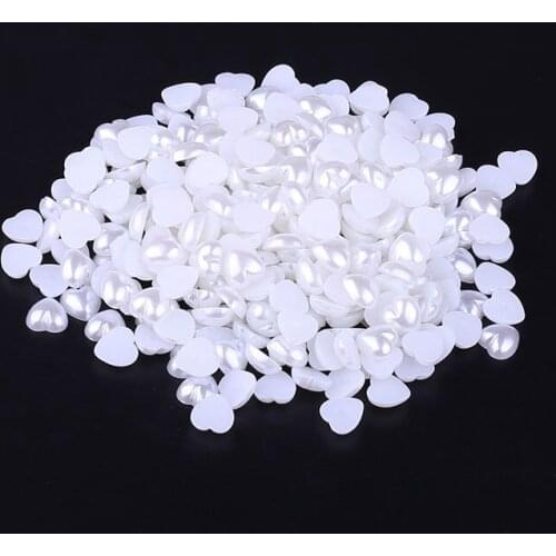 6mm 200PCS/lot white Half heart pearl DIY Nail art decals Jewelry wedding decoration