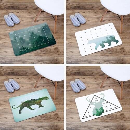 Alphabet animal shape green plant print door mat HQ Flannel carpet entry door hallway front door anti-slip floor mats 400x600mm
