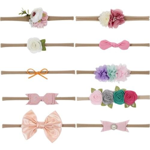 Yundfly 10pcs/lot Newborn Hair Bows Flower Headband Kids Handmade Baby Girls Hair Accessories Photo Props Birthday Gift