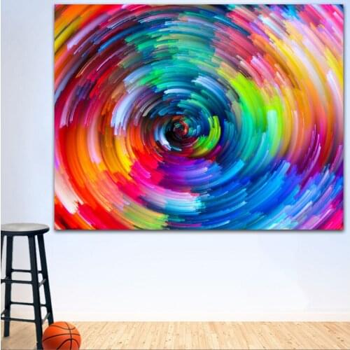 Large Size Oil Painting Texture Abstraction Circles Multicolor Canvas Prints Pictures For Living Room And Bedroom No Frame WLONG