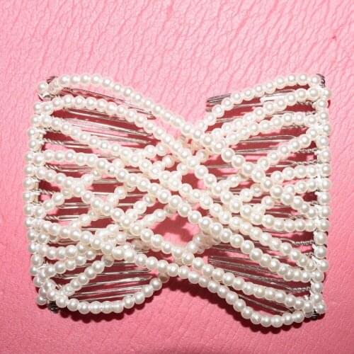 Pure Pearl metal comb girls women lady wedding pary best gift magic comb 10 pcs /lot