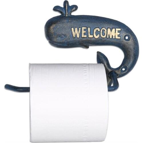 Whale Toilet Paper Holder Free Standing Paper Holder Cast Iron Countertop or Floor Standing Paper Product Roll Dispenser