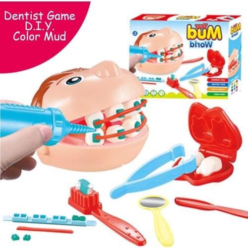 Childrens Educational Toys Set for Kids Creativity with Plasticine Dentist Mud Pretend Play Gift for New Year Gift Doctor Toys