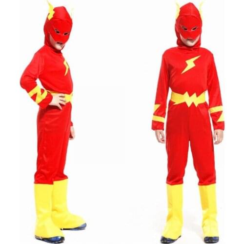 M-XL Boys Flash Barry Allen Flash Barry Allen Cosplay Childrens Halloween Costume Christmas Carnival Purim Masquerade dress