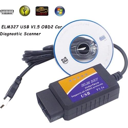 ELM 327 V1.5 OBD 2 ELM327 USB Interface CAN-BUS Scanner Diagnostic Tool Cable Code Support OBD-II Protocols
