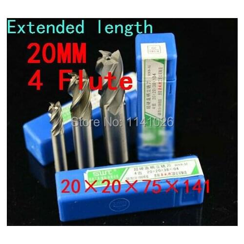 2pcs/set 20mm four 4 Flute HSS & Aluminium Extended End Mill Cutter CNC Bit Milling Machinery tools Cutting tools.Lathe Tool