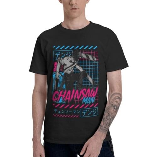 Chainsaw Man Warrior Denji Harajuku T Shirt Men Short Sleeve 100% Cotton T-shirts Manga Anime Tees Top Novelty Tshirt Gift Idea
