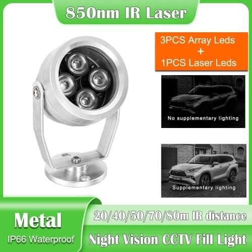 DC12V 80M IR distance CCTV LED 4Pcs Array IR illuminator Array+Laser infrared Waterproof Night Vision Fill Ligh for Security Cam