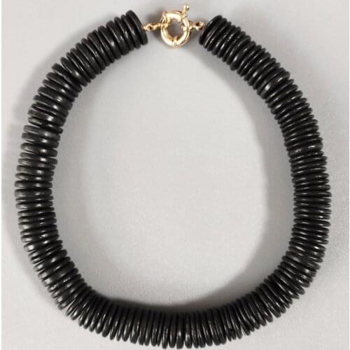 Classic retro black necklace man round wooden beaded choker handmade gifts for women 2020 beach jewelry choker wholesale