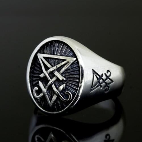 Lucifer Stainless Steel Sigil Rings Baphomet Satanic Seal of Satan Ring Amulet Witchcraft Wicca Jewelry