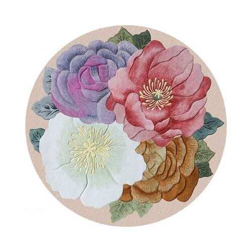 3D Country Flower Big Flower Printing Round Living Room Bedroom Non-Slip Floor Mat Carpet Customization