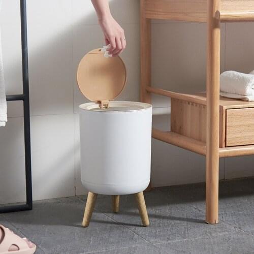 Kitchen Double layer Trash Can with Lid Wall-mounted Waste Baskets Push-top Trash Garbage Bin Can Rubbish Container Storage Box