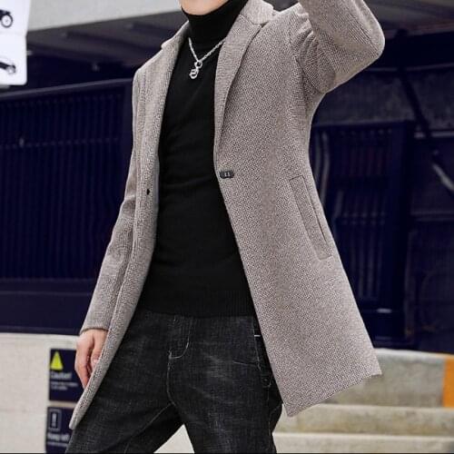 Houndstooth Khaki Men Blazer Autumn/Winter Tweed Male Coat Formal Mens Business Jacket Casual Blue Sim Blazers for Men 2020