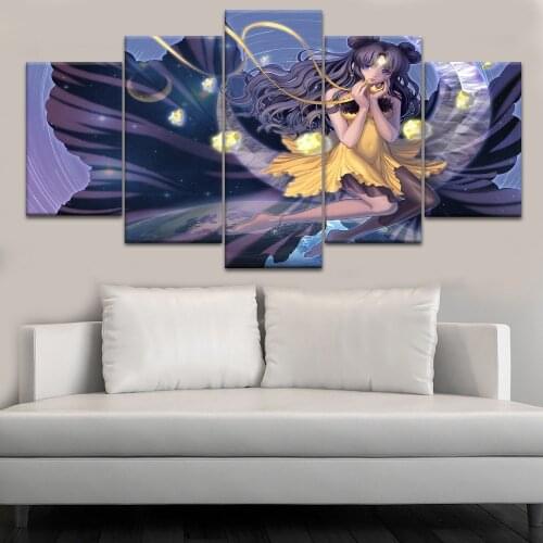 Wall Art Canvas Home Decor 5 Pieces Sailor Moon Painting Animation HD Print Modern Posters Cuadros Modular Pictures Living Room