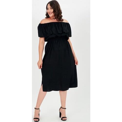 New Season Fashion Plus Size Elastic Neck Sleveeless Dress Natural Viscose Soft Elastic Fabric