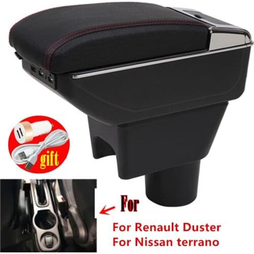 For Renault Dacia Duster Armrest Car For Nissan Terrano Armrest box Center Storage box car accessories Interior with USB LED