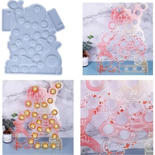 Santa Claus Countdown Calendar Stand Epoxy Resin Mold Desktop Ornaments Silicone Mould DIY Crafts Jewelry Home Decoration Tool