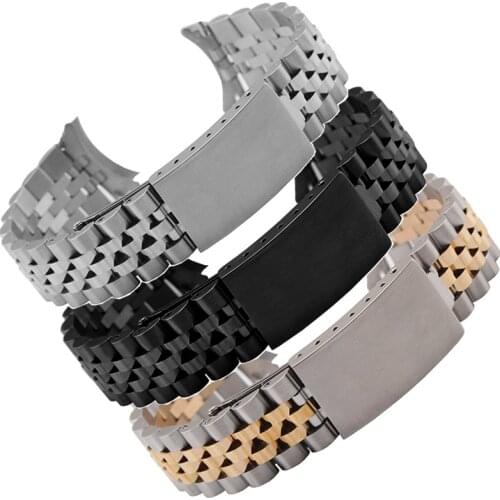 Watch Band Strap Stainless Steel Tone 13mm 17mm 18mm 19mm 20mm 21mm 22mm Rose Gold Silver Watchband Oyster Bracelet For Dayjust