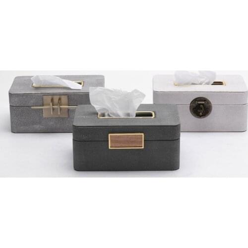 Luxury Creative Square Wooden Tissue Box Holder Tissue Bag Leather Napkin Tissue Boxes Toilet Paper Papel Seda Wipe Case BW50ZJ